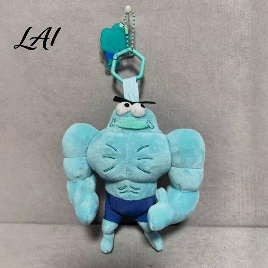 Exquisite Embroidered Plush Toy Funny Buff Muscle Fish Keychain Cartoon Stuffed Novelty Man Keyring Pendant Soft Bag Charm Key Ring Creative