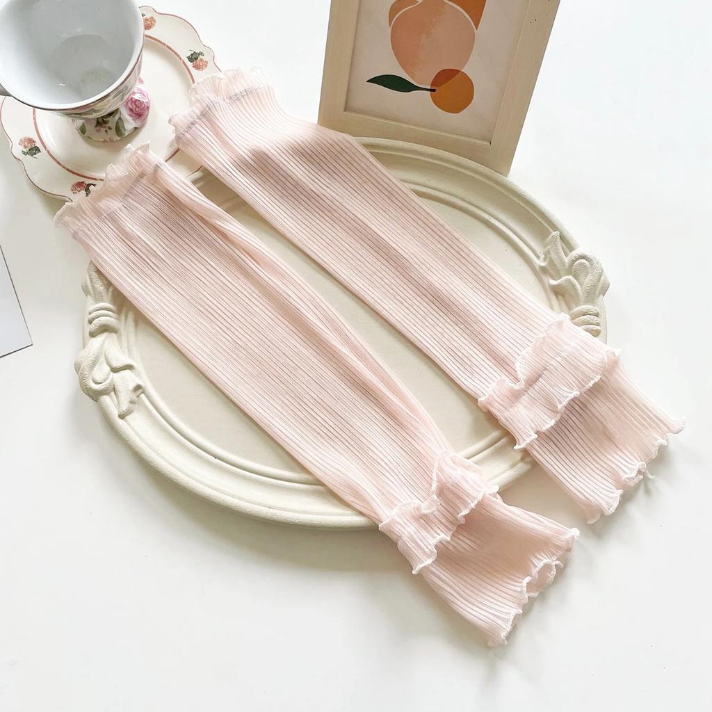 Sommer Lange Fingerlose Handschuhe Frauen Sonnenschutz Ärmel Handschuhe Dame Dünne Spitze Mesh Armmanschette Sonnenschutz UV Atmungsaktive Fäustlinge