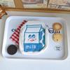 Korean Style Plush Coin Purse & Keychain - Breakfast Food Design, Large Capacity Pencil Case, Portable Storage Bag