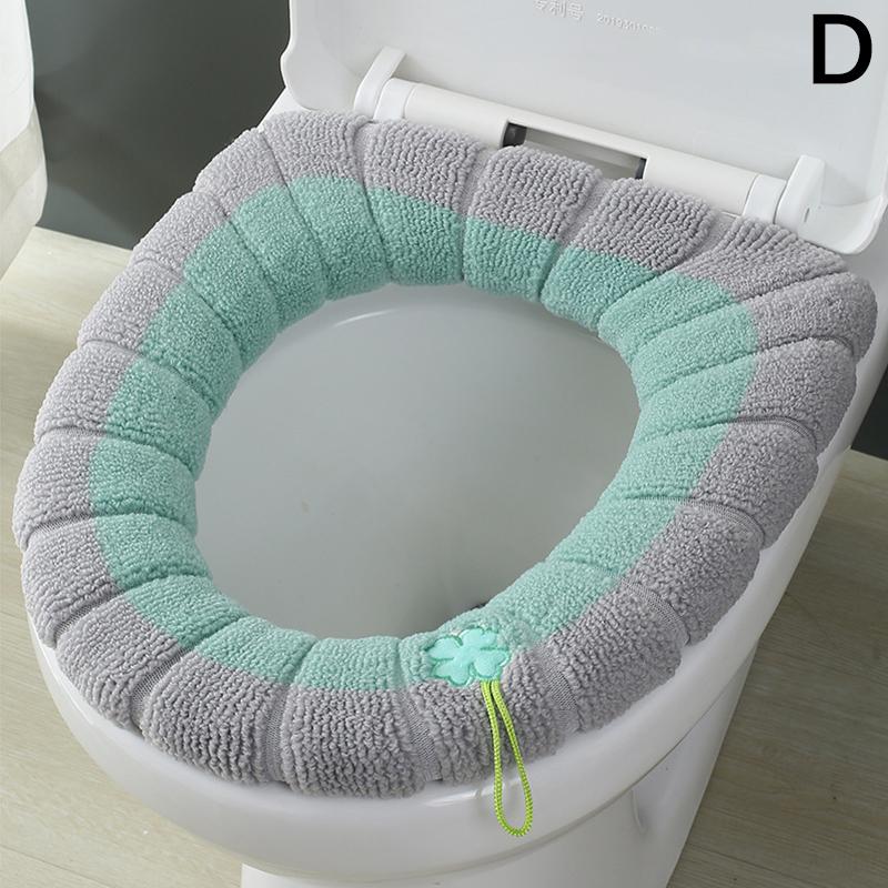 

Зимний теплый чехол на сиденье для унитаза, коврик для ванной комнаты, подушка для унитаза с ручкой, более толстый, мягкий, моющийся туалетный столик, теплые аксессуары