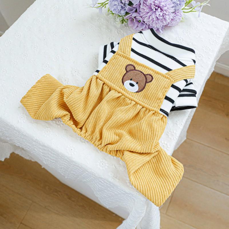 Pet Winter Warm Harness Pants Small Dogs Puppies Soft Cotton Comfortable Bear-Style Outfit