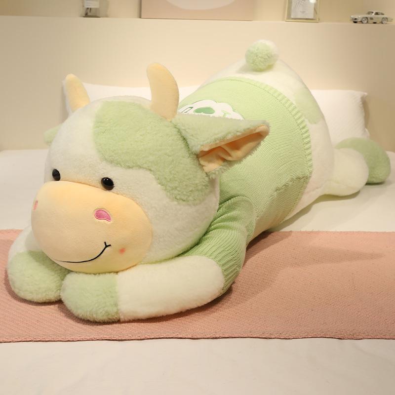Sweater Lying Cow Throw Pillow Plush Toy Doll Big Cow Doll Girl Sleeping Soothing Doll