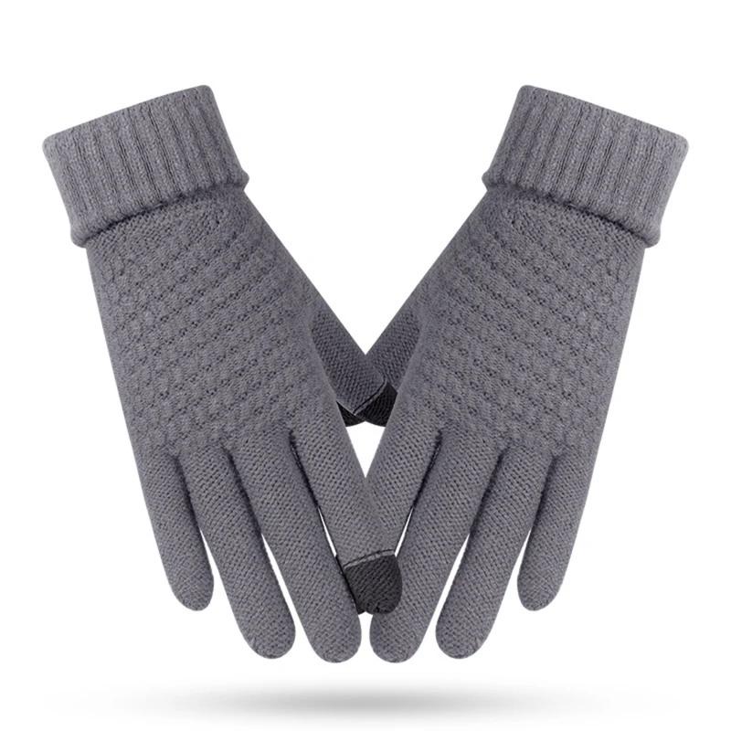 Winter Men and Women  Knit Touchscreen Gloves Warm Touch Gloves Texting Anti-slip Gloves for Adults