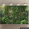 2D Vintage Garden Banner with Hanging Vines and Ferns Photo Booth Background Cloth