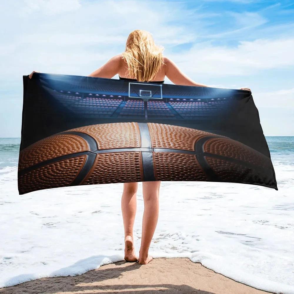 Basketball Beach Towels Microfiber Absorbent Bath Towel Outdoor Travel Sport Beach Towel for Adult Kids Quick Dry Swimming Cover