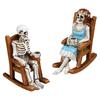 Men and Women Resin Ornament Halloween Rocking Chair Skeleton Decoration Outdoor Courtyard Household Decoration