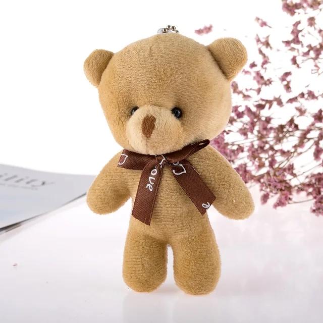 1pc Plush Bear Keychain Soft Stuffed Toys Cute Mini Teddy Bear Plush Doll For Girl Bag Pendant Key Ring Wedding Party Decoration