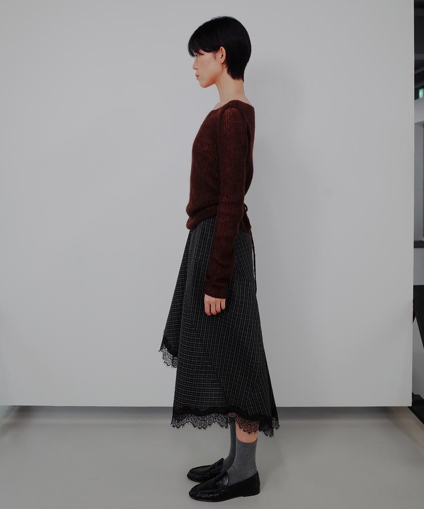Gilyeong Asymmetrical Cotton Lace Skirt_Check