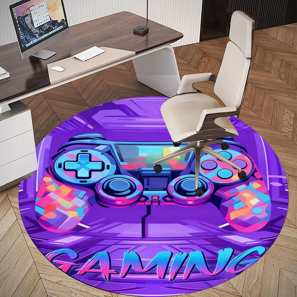 1PC Gamer Controller Round Chair mat Area Rug - Non-Slip, Floor Mat for Office, Bedroom, and Indoor Decor -Gift D1127193