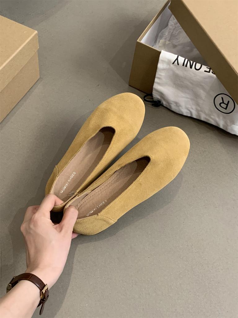 Women Loafers Retro Round Toe Suede Flat Shoes Summer Slip on Casual Shoes Female Zapatos De Mujer Moccasins Driving Loafers