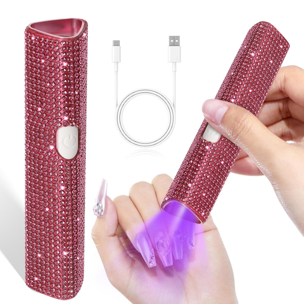 DianaBeauty Handheld Nail Lamp Portable Mini Nail Dryer with Rhinestone Rechargeable Lamp with 150mAh Battery Nail Salon Tools