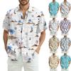 Herrenmode Lässig Locker Hawaii-Print Kurzarmhemd