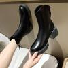 Martin boots women's British style thin boots women's autumn and winter new thick-soled medium boots thick heel thin short boots women