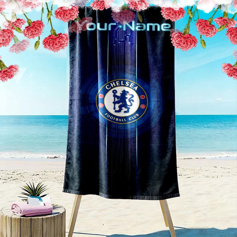 Chelsea F Custom Name Print Beach Towel, Large Soft Quick Dry Towel for Beach Camping Swimming