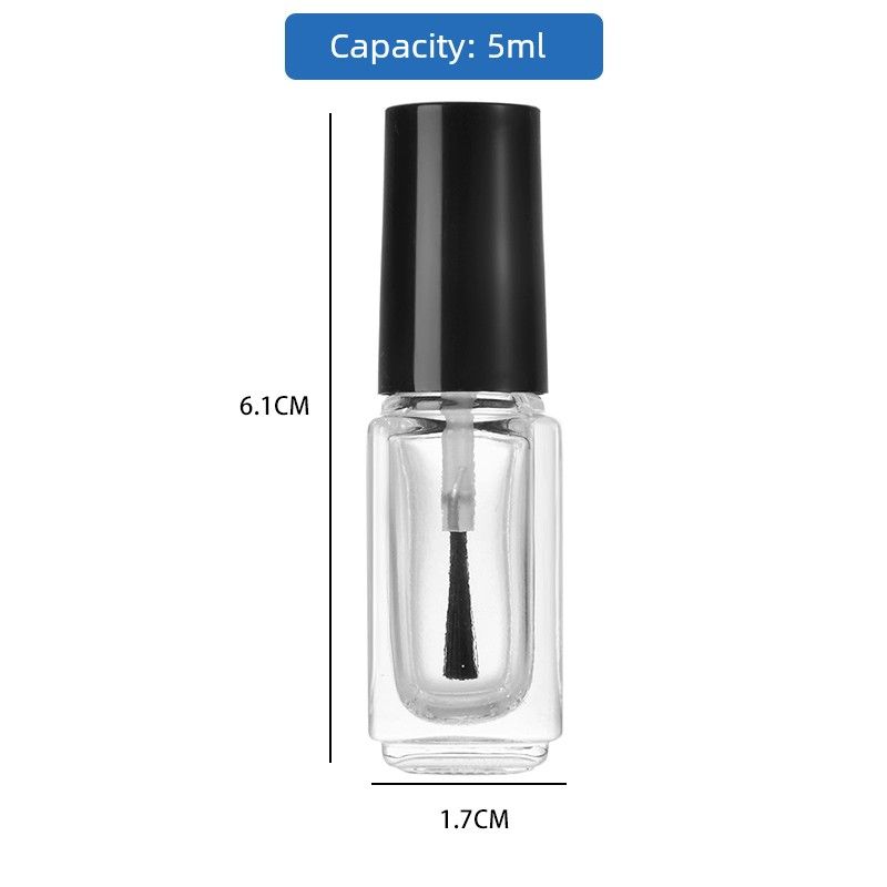 

Factory Direct Sales In Stock Nail Polish Bottle Empty Glass Bottle Brush with Lid Nail Polish Sub-Packaging Blush Glue Medicine Bottle Lot 5ml Rectangular Black Cap