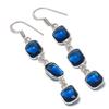 Natural Iolite Quartz Gemstone Handmade 925 Sterling Silver Earring 2.44" R3v17