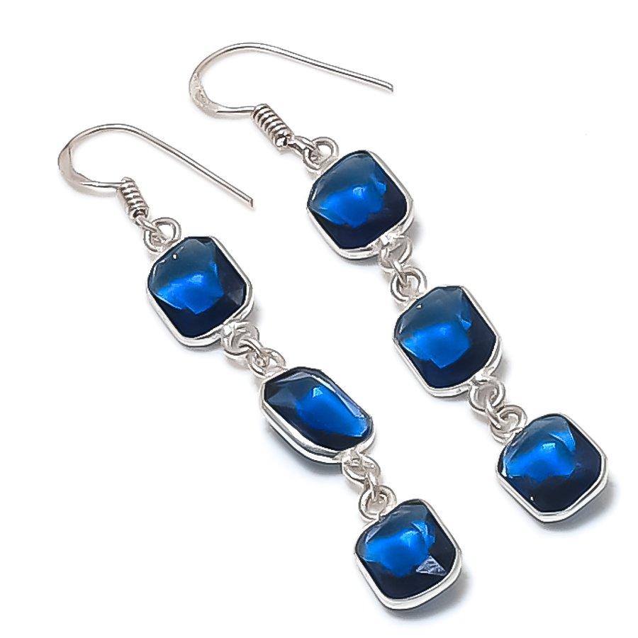 

Натуральный иолитовый кварц драгоценный камень ручной работы серьга из стерлингового серебра 925 пробы 2,44 r3v17