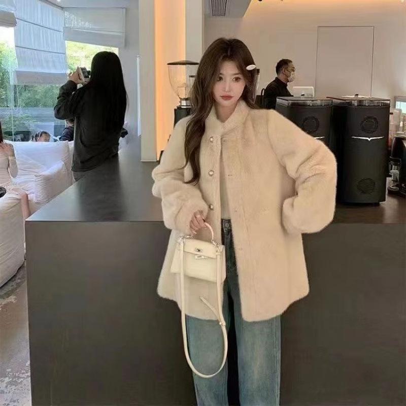 New winter casual temperament long loose coat imitation mink hair thickened warm coat