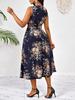 European & American Women's Plus Size Floral Sleeveless V-Neck Midi Dress