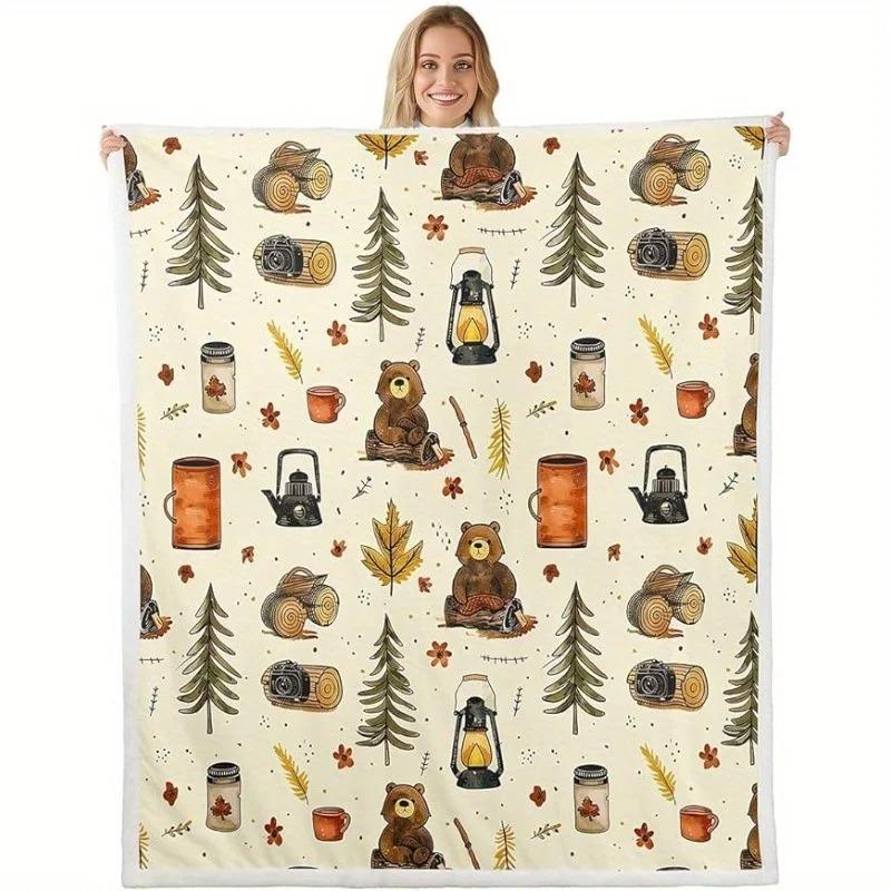 

Happy Camping Flannel Blanket | Camper Accessories | Camping & Room Decor 70x100cm білий