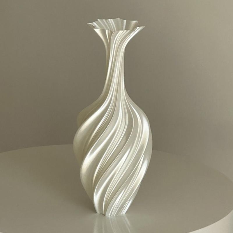 3D Printed Vase Modern Style Vase Flower Vase With Swirl Pattern Aesthetic Floral Display Vase For Living Room Desktop Decor
