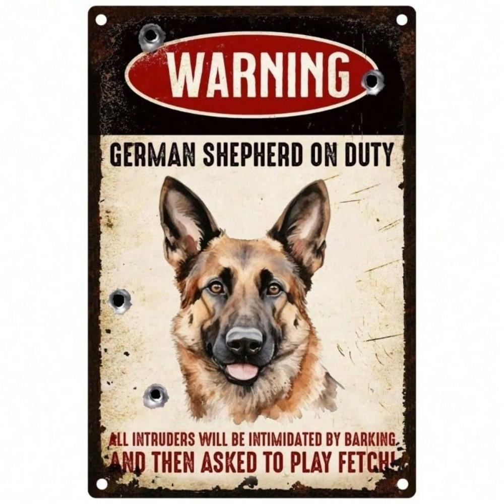 Funny German Shepherd Metal Wall Art Welcome Sign Home Decor