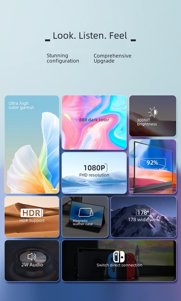 15.6" 4K Touch OLED 144Hz Portable Display for Switch
