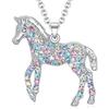 Girls Horse Necklace Gifts,Little Rainbow Horse Jewelry for Women, Zircon Crystal Necklaces Pendant for Teen Girls Horse Lovers
