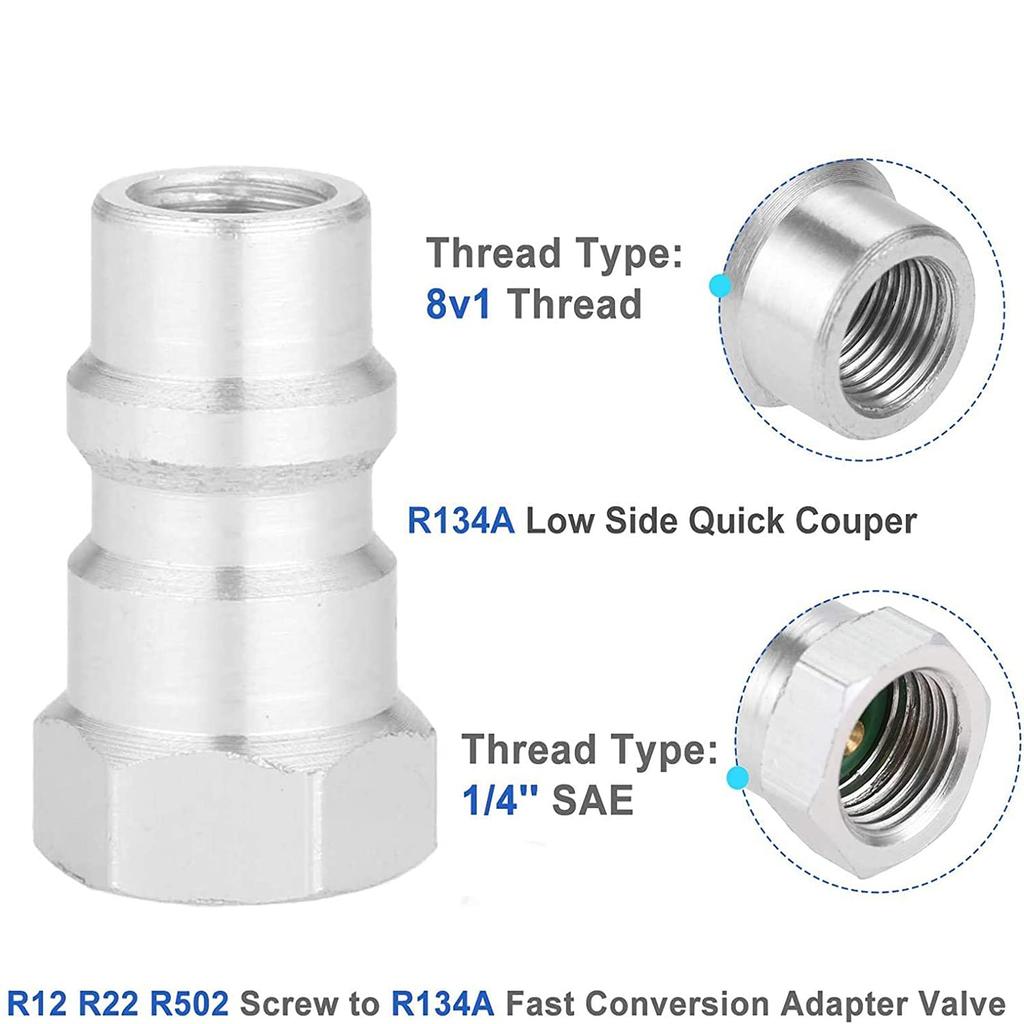 R1234yf to R134a Quick Coupler for Low Pressure R1234yf Gas Charge, 14mm 1/4" SAE
