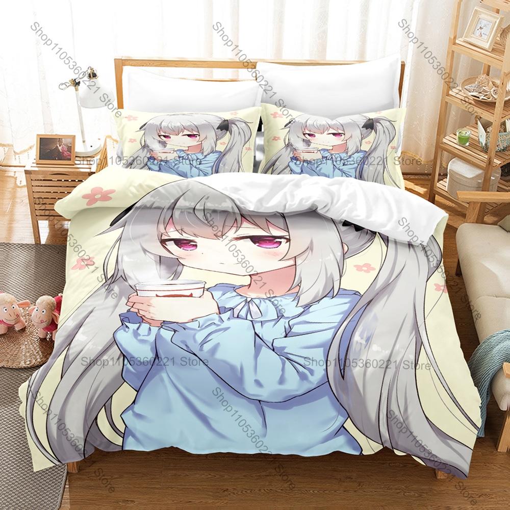 Cute Daily Vampire Manga Tonari No Kyuuketsuki-san Art Print Bedding Set 3in1 1 Duvet Cover 2 Pillowcases Soft Household Bed