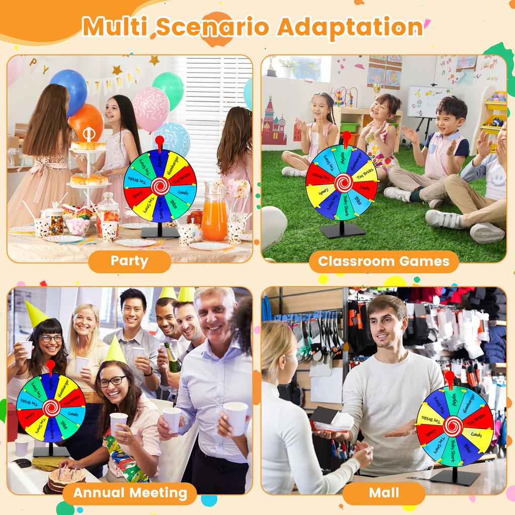 Prize Wheel DIY Interactive Spin Wheel with Board Eraser and Pen Erasable Tabletop Roulette Spinner for Home Show Carnival Party