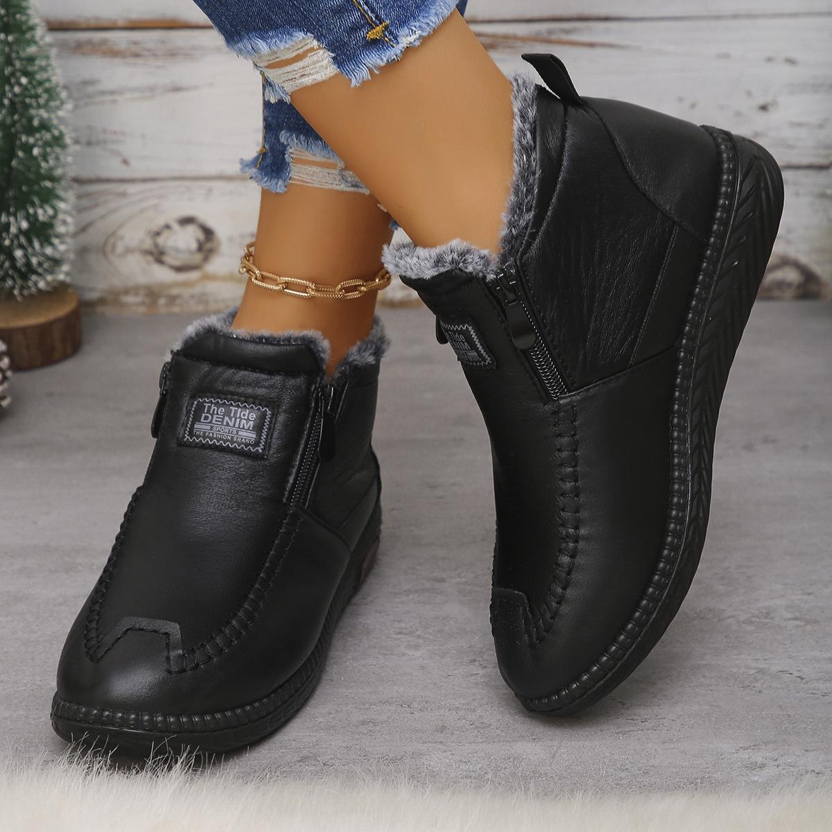

Fashion 2025 New Winter Women s Boots Outdoor Warm Footwear Fashion Zippper Snow Boot Comfortable Casual Ladies Shoes Zapatos 35 чёрный