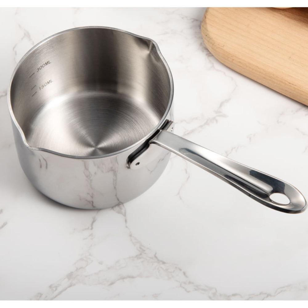 Stainless Steel Oil Pouring Pot Rust-proof Butter Melt Pot Scaled Milk Pot Supplementary Food