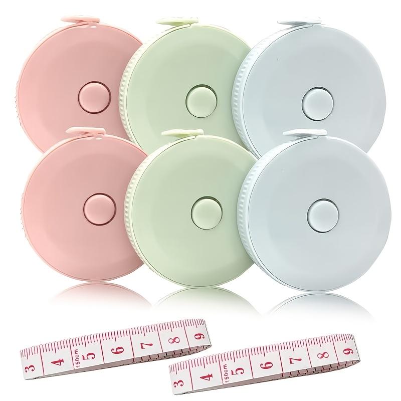 2 Pcs Automatic Retractable Measuring Tape Set with 1.5m Plastic Flexible Tape, Metal Tip, for Sewing DIY Home Use, Random Color