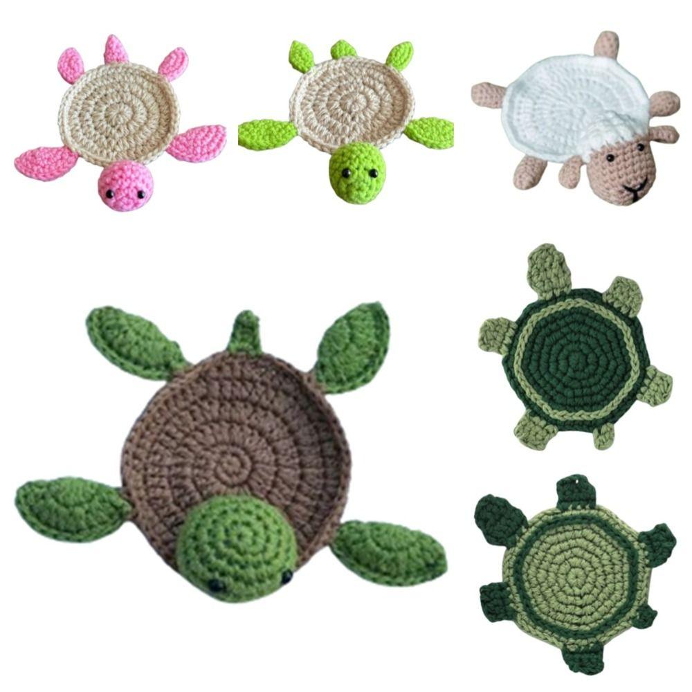 

Cute Cartoon Turtle Coaster Sheep Insulation Pad Housewarming Gift Wool Tea Cup Mat Tea Table Style L