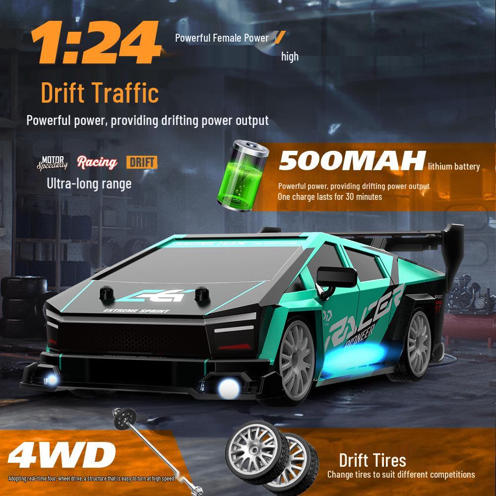 1/24 AE86 RC Drift Car with Lights: High-Speed, Four-Wheel Drive, Rechargeable Mini GTR for Boys