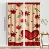 2PCS rice bottom red rose heart-shaped curtains   gentle style   bedroom and living room   decorative curtains with drawbar pockets