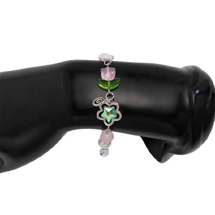 Handmade Tassels Bracelet with Delicate Flower Pendant Elegant Beaded Handchain Adjustable Length Wristband Accessory