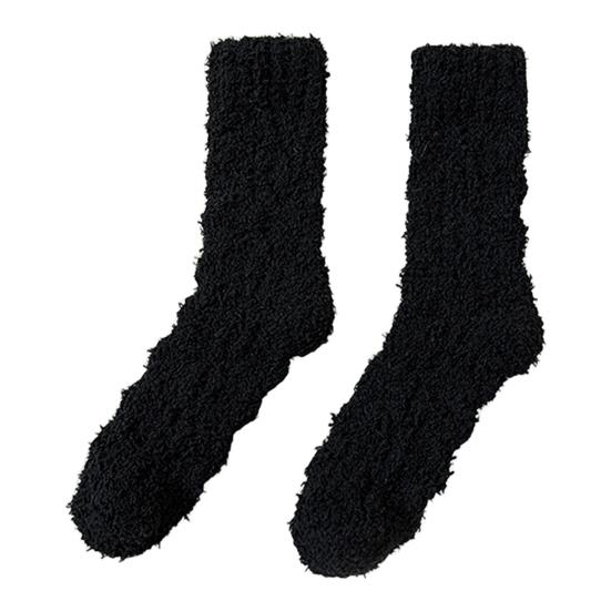 1 Pair Women Sleeping Socks Thickened Warm Fabric Coral Velvet Solid Color Socks Autumn Winter