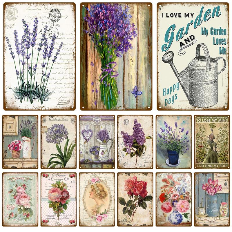 Garden Flower Rules Metal Sign Vintage Metal Plaque Plates Decor For Pub Bar Home Wall Decor Art Tin Signs Flower Poster Gift