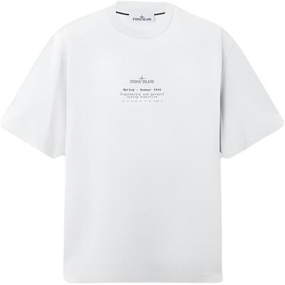 STONE ISLAND Kolekce Jaro Léto SS26 Kulatý Potisk Loga Pohodlné Tričko s Kulatým Výstřihem a Krátkým Rukávem Unisex Vrcholy L1S152100001S0285-V0041