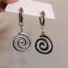 Simple Retro Irregular Geometric Vortex Spiral Pendant Necklace Earrings Set for Women Stainless Steel Bohemia Jewelry Sets Gift