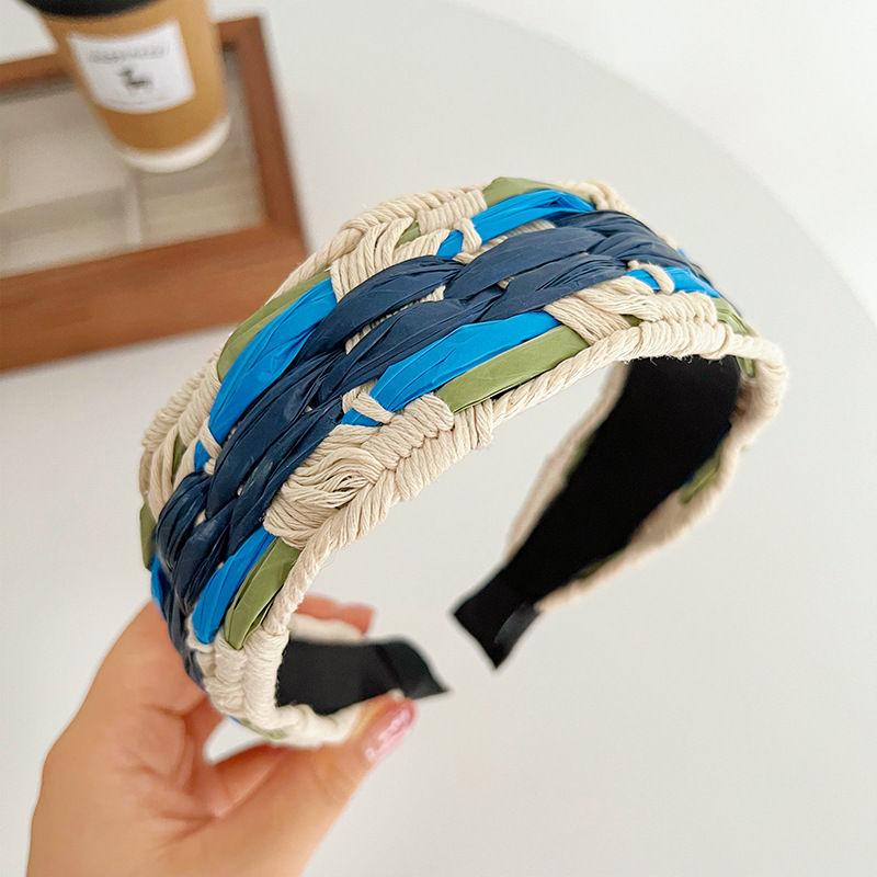 

Плетение завязанных обручей для волос в классическом стиле, аксессуары для волос, повязка на голову с широким краем 19*4.5cm синий