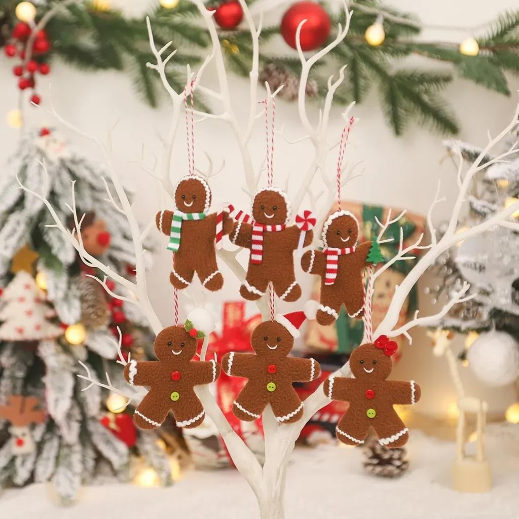 New Christmas Tree Pendant Decoration Three-Dimensional Snowflake Bell Bow Elk Star Lucky Bag Plush Pendant Happy New Year