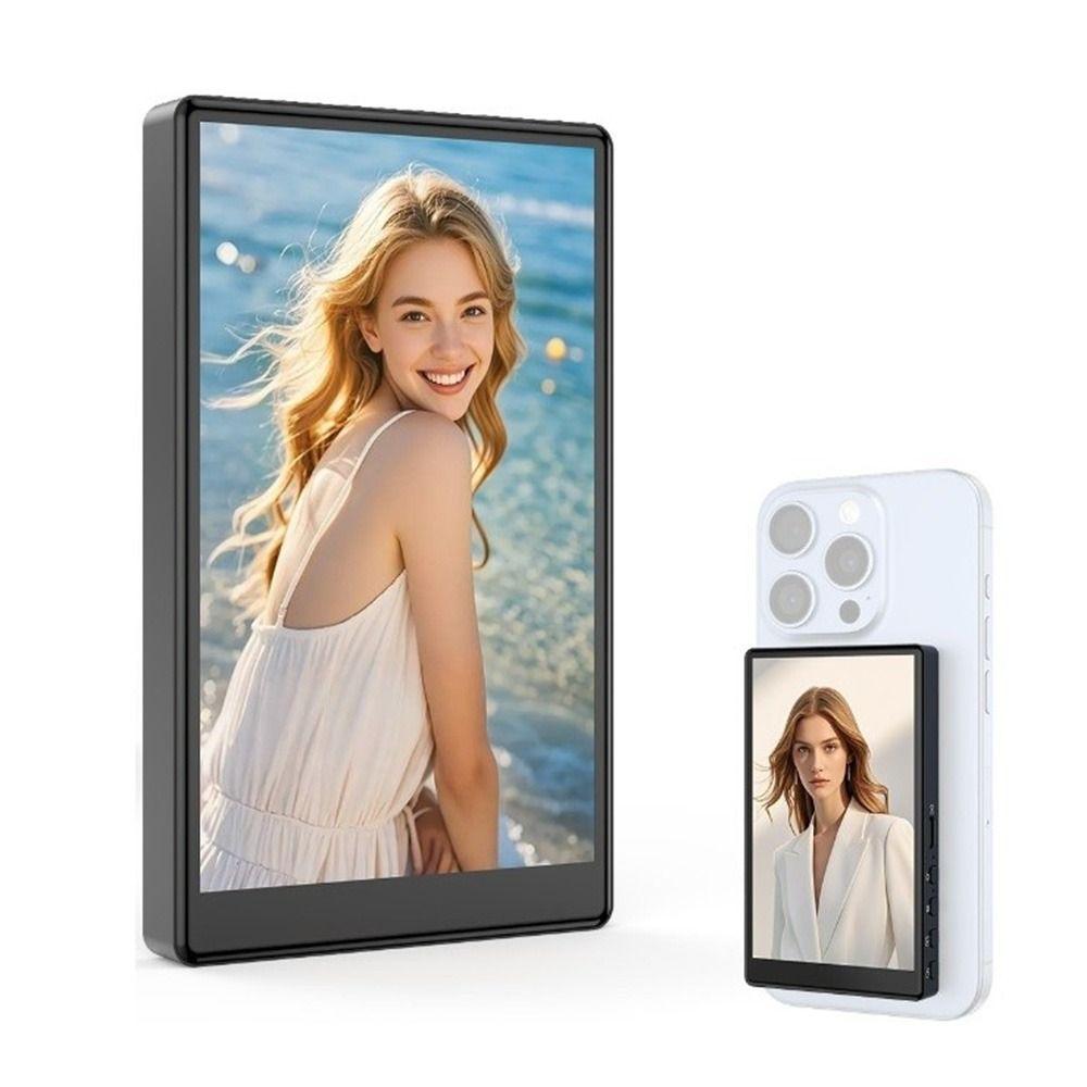 Magnetisk Telefon Vlog Selfie Monitorskjerm 3,97in Skjerm LCD-skjerm Bakkameramonitor Trådløs Selfie-skjerm