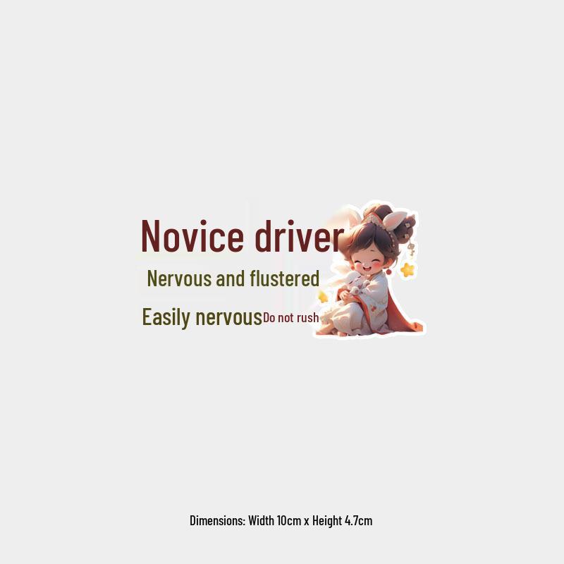 Nervous Driver Warning Car Sticker for Rear Windshield - Female Driver