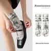 Renaissance Women's Black & White Lolita Mid-Calf Socks for Spring/Summer