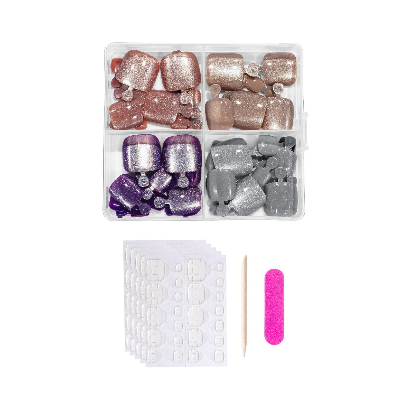 

Накладные ногти на ногах Кошачий глаз Клей для ногтей на ногах 96 шт. Глянцевые ногти на ногах Многоразовые УФ-покрытие Накладные ногти Акриловые накладные ногти A