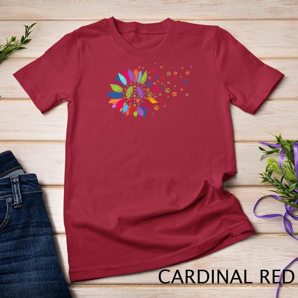 Hippie Soul Peace Sign Costume Funny Daisy Flower Lovers Unisex T-shirt 2 3XL