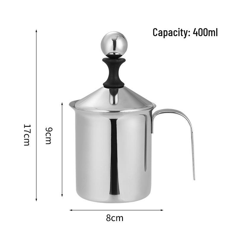 Dual-Layer Stainless Steel Milk Frothing Pitcher - Latte & Coffee Cup Frother